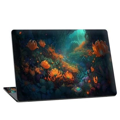 Universal Laptop Skin Sticker with 2 Wrist Pad Skins, Waterproof Scratch Resistant Vinyl Laptop Cover Decal, Cut to Fit for 11–15.6 Inch MacBook HP Dell Lenovo, Flowers Sea at Night - color: Flowers Sea at Night