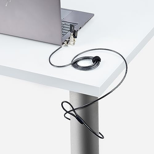 StarTech Universal Laptop Lock, 6.6ft, TAA, Keyed Locking Cable (2m) | Security Cable For Notebooks Compatible With Noble Wedge/Nano/K-Slot, Cut-Resistant Carbon Steel Cable - size: Adjustable, style: Unique Keyed