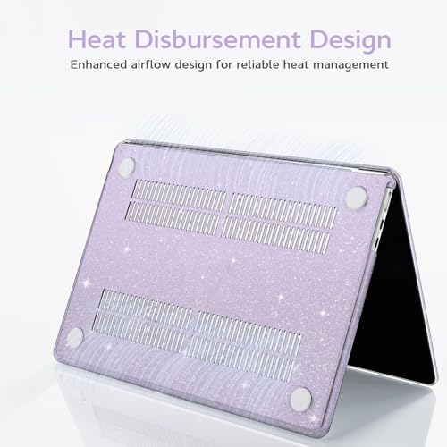 B BELK for MacBook Air 13 inch Case 2026 2025 2024 2023 2022 M5 M4 M3 M2 | A3449 A3240 A3113 A2681, Glitter Hard Shell for MacBook Air 13.6 inch Case & Keyboard Cover &Screen Protector, Sparkly Purple - color: Glitter Purple