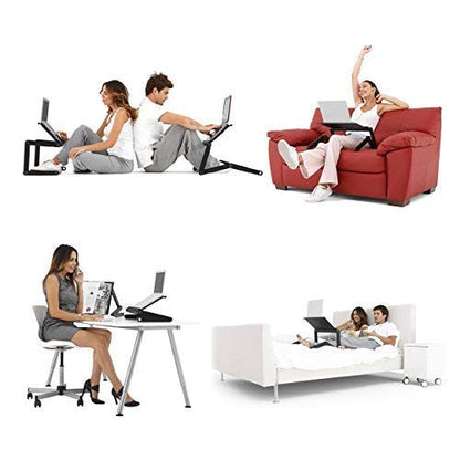 Adjustable Laptop Desk, Folding Lap Desk for Bed, Portable Laptop Table with Large Cooling Fan & Mouse Pad