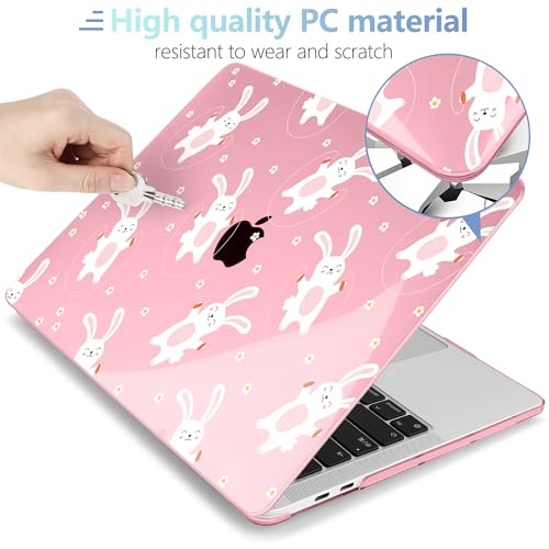 MEEgoodo for M2 MacBook Pro 13 inch Case 2022 2021 2020,Crystal Cover Fit Model A2338 M2/M1 A2251 A2289,Clear Case for 13.3-inch Laptop,Hard Shell for MacBook Pro M2, Bunnies Jumping Rope - color: Bunnies Jumping Rope
