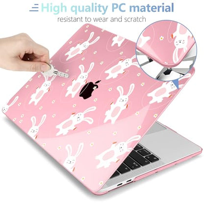 MEEgoodo for M2 MacBook Pro 13 inch Case 2022 2021 2020,Crystal Cover Fit Model A2338 M2/M1 A2251 A2289,Clear Case for 13.3-inch Laptop,Hard Shell for MacBook Pro M2, Bunnies Jumping Rope - color: Bunnies Jumping Rope