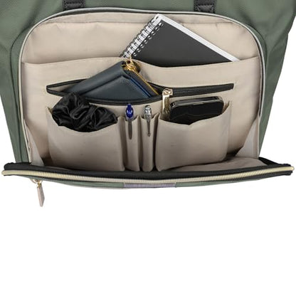 Kenneth Cole REACTION Chelsea Quilted Chevron 15" Laptop & Tablet Business Tote with Removable Shoulder Strap - color: Olive