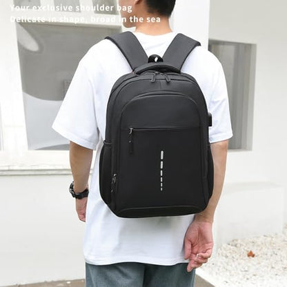 Laptop Backpack With External USB Charging Port Waterproof Anti Theft Business Travel Nylon Backpacks for Men Women Large Capacity College Daily Commute Work Airplane Carry On Trip Black - color: 1-black