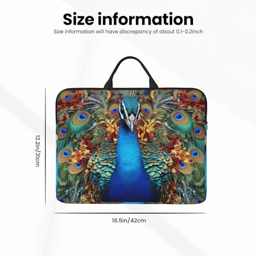 14 Inch Laptop Sleeve Case Waterproof Lightweight Laptop Case Bag Elegant Peacock Travel Laptop Bags With Handle Briefcase Messenger Bag For Women Men