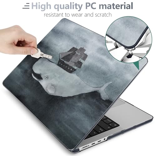 Batianda Case for New MacBook Pro 16 inch 2026 M5 2024 2023 Release with M4 M3 M2 M1 Pro/Max Chip,Slim Lightweight Protective Shell with Creative Pattern with Keyboard Cover & Screen Protector, Shark - color: Shark