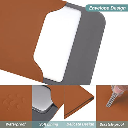 MOSISO Laptop Case 13.3 inch, 13-13.3 inch Laptop Sleeve Compatible with MacBook Neo 13 A18 Pro A3404 /Air 13/Pro 13/Pro 14 M5 M4 M3 M2 M1, Faux Suede Leather Case with Small Bag, Brown - color: Brown