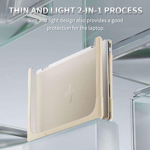 Batianda Protective Case for HP Envy x360 2-in-1 14 Inch 2024, Khaki | Shockproof TPU Bumper with Matte Durable Hard Shell and 360° Flip Support, Fits 14-fc0000 and 14-fa0000 Series - color: Khaki