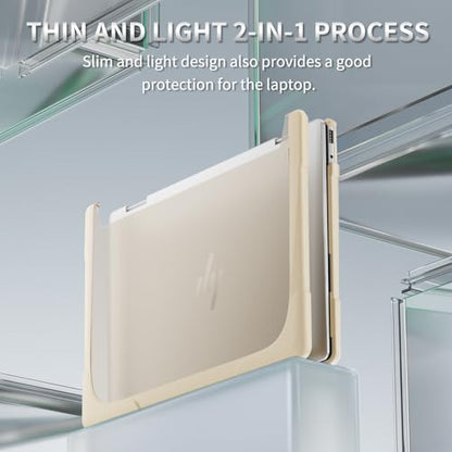 Batianda Protective Case for HP Envy x360 2-in-1 14 Inch 2024, Khaki | Shockproof TPU Bumper with Matte Durable Hard Shell and 360° Flip Support, Fits 14-fc0000 and 14-fa0000 Series - color: Khaki