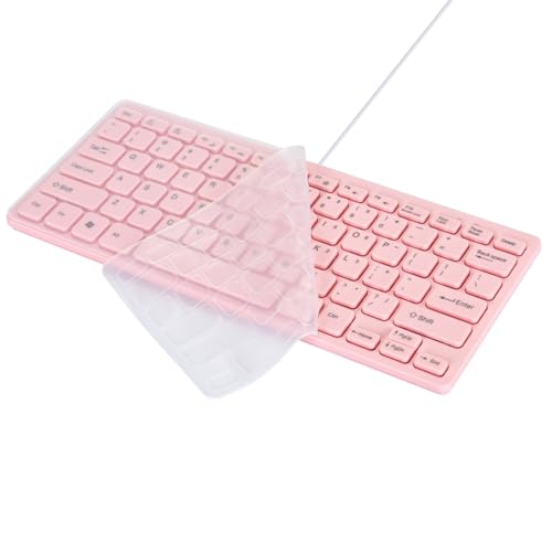 MCSaite Mini Wired Pink Keyboard - with Keyboard Cover Computer keypad for Laptop MAC Windows 10/8 / 7 / Vista/XP (Pink+Keyboard Film)