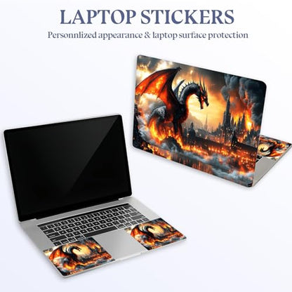 Universal Laptop Skin Sticker Decal,15.6 Inch Laptop Vinyl Cover for 13" 14" 15.6" Laptop,Scratch-Resistant Waterproof Protector Wrap,Reusable with Wrist Pads,Dragon Fiery - color: Dragon Fiery