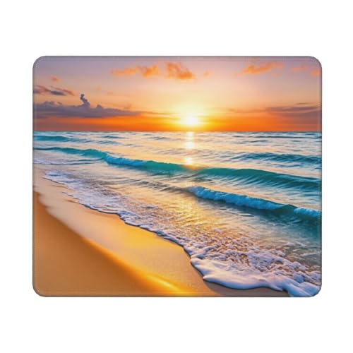 Beach Sunset Gaming Computer Keyboard Cute Mouse Pad with Anti-fray Stitching, Premium-Textured Alfombrilla para Mouse with Non-Slip Rubber Base, 10 x 12 inch - color: Beach Sunset