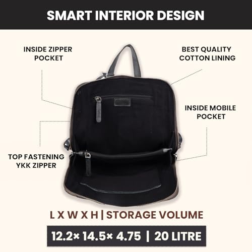 12.5 Inch Genuine Leather Backpack Purse For Women & Men | Grey Leather Backpack, Small Travel Bookbag With Adjustable Shoulder Strap, YKK Zipper, Mobile & Slip Pockets, 12.5 Inch - color: Grey