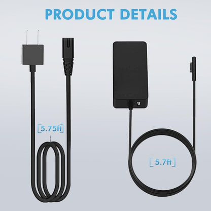 65W Surface Pro Laptop Charger Compatible with Microsoft Surface Pro 11 10 9 8 7 6 5 4 3 X Power Adapter,Surface Laptop 1 2 3,Compatible for Both Microsoft Surface Book Laptop,Works with 65W&44W&36W - color: BLACK2