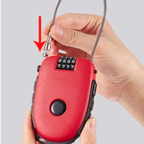 2 Pcs Portable Steel Wire Lock Cable Anti-Theft Telescopic Retractable Combination Security Lock for Bicycle, Trunk, Lockers (Red)