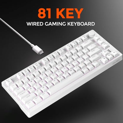 DAREU EK75 Wired Mechanical Keyboard,75% Keyboard with Volume Knob,Gasket Mount Mechanical Gaming Keyboards,81 Keys Rainbow Sidelit,PBT Keycaps,Linear Dream Switch for PC Laptop - White - color: White