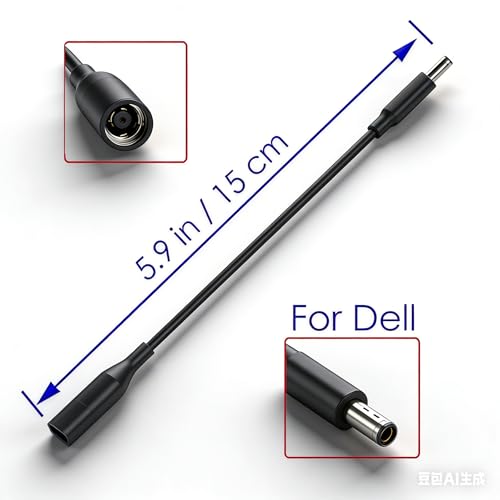 Power Adapter 7.4mm Female to 4.5mm Male Tip Adapter Converter Cable for Dell Laptop Power Supply (for 45W/65W/90W Power), 7.4mm to 4.5mm - size: 7.4mm to 4.5mm