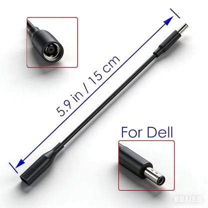 Power Adapter 7.4mm Female to 4.5mm Male Tip Adapter Converter Cable for Dell Laptop Power Supply (for 45W/65W/90W Power), 7.4mm to 4.5mm - size: 7.4mm to 4.5mm