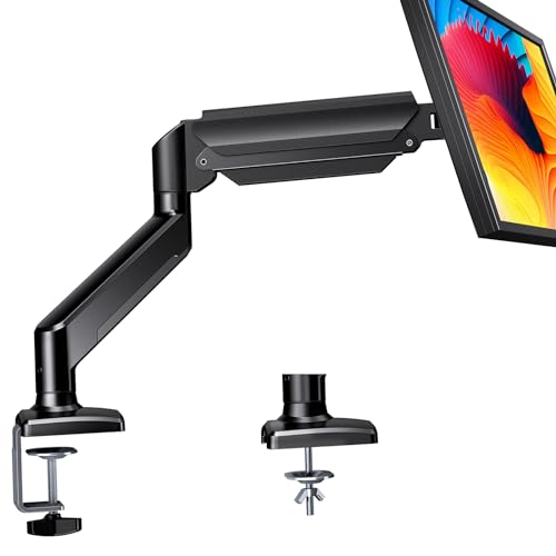 ErGear Single Monitor Arm for 13-36 Inch Screens, 22 lbs Capacity | Full-motion adjustment, C-clamp or grommet mounting, cable clips, 22 lbs support, ultrawide setup, VESA 75x75/100x100mm - size: 13"-36", style: Single Arm