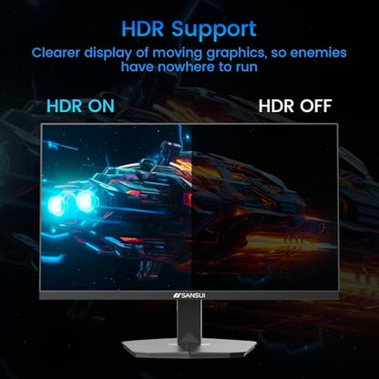 SANSUI 24 Inch Gaming Monitor 180Hz, DP 1.4 & HDMI 2.0 Ports High Refresh | Rate Computer Monitor, Racing FPS RTS Modes, 1ms Response Time 110% sRGB (ES-G24F4, HDMI Cable Included) - size: 24 inch