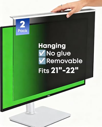2-Pack Hanging Privacy Screen Protector for 21-22" Monitors, Removable & No Installation Required, ±30° Privacy Filter, Effectively Blocks High-Energy 460nm Blue Light – Dual Protection for Information Security & Eye Health (22"-16:9 (19.29"×12.48")) - si