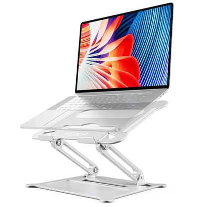 Adjustable Laptop Stand for Desk, 10-15.6“ Laptop Riser, Silver | Sturdy Aluminum Foldable Stand, Heat-Dissipation Design, Ergonomic Holder Fits MacBook/Dell/HP/Lenovo for Home/Office. - color: B-Silver