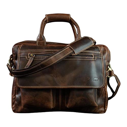 Buffalo Leather Pilot Bag - color: Dark Walnut