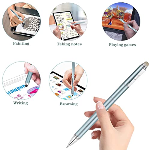 Capacitive Stylus Pen, 4-in-1 High Sensitivity and Precision Touch Screen Stylus Clear Disc Tip,Black Rubber Tip &Mesh Fiber Tip Compatible with Universal Touch Screen Device (Ice Blue) - color: Ice Blue