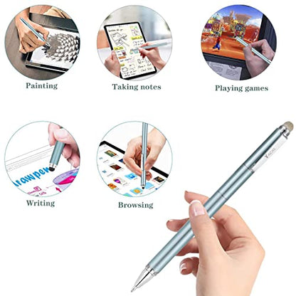 Capacitive Stylus Pen, 4-in-1 High Sensitivity and Precision Touch Screen Stylus Clear Disc Tip,Black Rubber Tip &Mesh Fiber Tip Compatible with Universal Touch Screen Device (Ice Blue) - color: Ice Blue