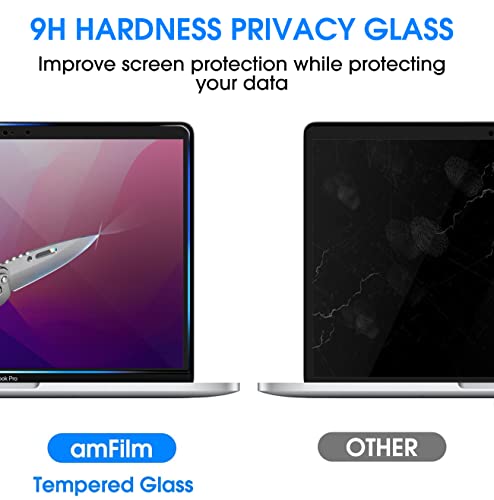 amFilm Designed for MacBook Pro 13 Inch(2016-2022, M1/M2) /MacBook Air 13 Inch(2018-2021, M1) Privacy Glass Screen Protector [Zero Bubbles][9H Hardness][ Anti-Scratch][ Anti-fingerprint] | Scratch Protection, Easy to Instllation & Bubble Free, HD Clear, U