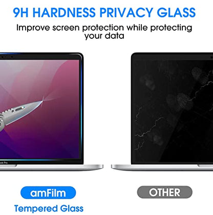 amFilm Designed for MacBook Pro 13 Inch(2016-2022, M1/M2) /MacBook Air 13 Inch(2018-2021, M1) Privacy Glass Screen Protector [Zero Bubbles][9H Hardness][ Anti-Scratch][ Anti-fingerprint] | Scratch Protection, Easy to Instllation & Bubble Free, HD Clear, U