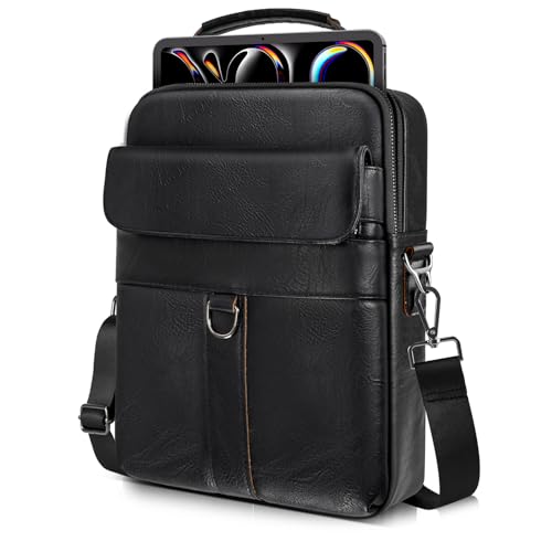 13 Inch Laptop Shoulder Bag Leather Carrying Case for Macbook Air 13" M5 M4 M3 M2 A3420 A3113 A2681/ MacBook Neo 13 A18 Pro - color: Black