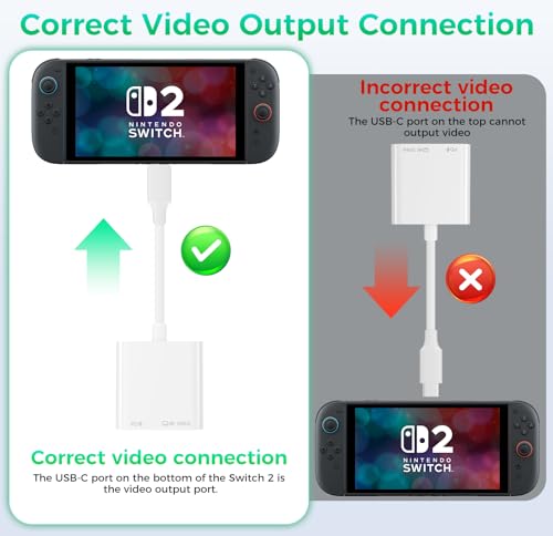 Portable Switch 2 Dock, 4K@120Hz USB C to HDMI Display Adapter with 100W PD Fast Charging, Travel TV Dongle Hub for iPhone 17/16/15, iPad, MacBook, Steam Deck, Switch 2 and USB-C Devices