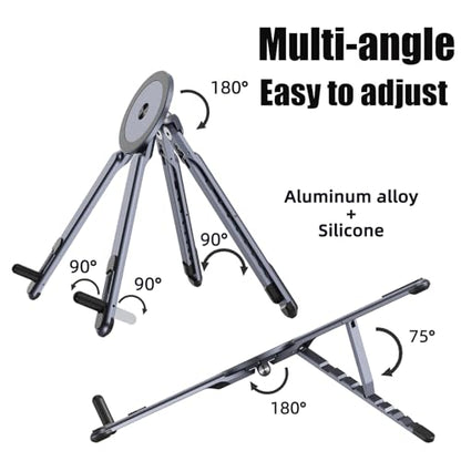 3 in 1 Magnetic Tripod Phone Holder Foldable Portable Laptop Stand | Collapsible & Portable, 8-level Height Adjustable, Desk Stand for Office & Travel for 10-16″ Laptops & 4-13″ Phones/Tablets,