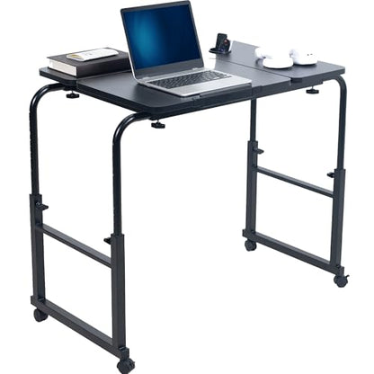 VIVO Mobile Over the Bed and Recliner Table, Tilting Laptop Tray with Height and Length Frame Adjustment, Ergonomic Overbed Kids and Adult Desk on Wheels, Black, DESK-V202B - color: Black