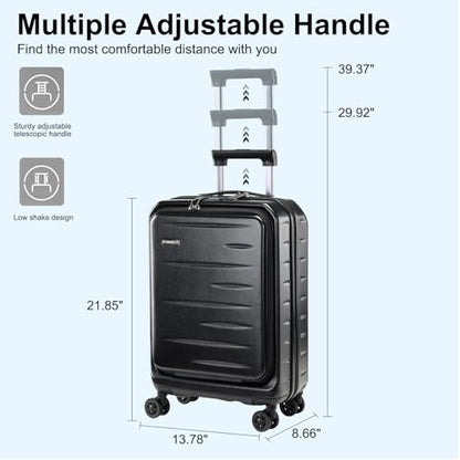 CENSIEN 20 Inch Carry On Luggage 22×14×9 Airline Approved with Front Pocket | Front Opening with Laptop Pocket,Lightweight ABS+PC Hard Shell Suitcases,360° Spinner Wheels,TSA Lock,YKK Zipper,Black - color: Black, size: 20 Inch