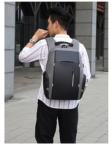 Men's Business Laptop Bag Multifunctional Rechargeable USB Backpack - color: Grey