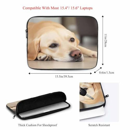 Laptop Sleeve Bag 15.4 15.6 Inch,Yellow Labrador Retriever Cute Dog Protective Polyester Computer Cases Laptop Cover Briefcase Bag Tablet Travel Cover - color: LPS-003