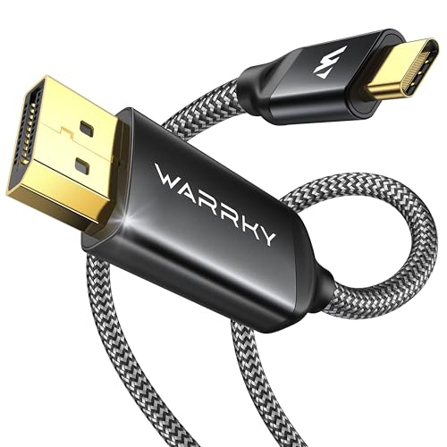 Warrky USB C to DisplayPort Cable 8K 60Hz [Gold-Plated Plug, Metal Case] 4K 240Hz, 2K 360Hz Type-C to Display Port 1.4 Cord, Thunderbolt 5/4/3 Compatible with MacBook Pro/Air, iPhone 17, iPad, Galaxy - color: Grey, size: 6ft, style: 1 Pack
