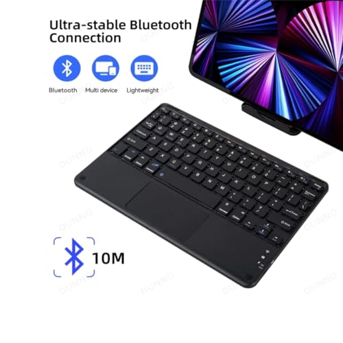 Wireless Backlit Bluetooth Keyboard with Touchpad,10 inch Ultra Slim 7 Colors Backlit Portable Rechargeable Keyboard with Trackpad for IPad/IPad Pro iOS Android Tablets Windows Laptop PC(black) - color: black