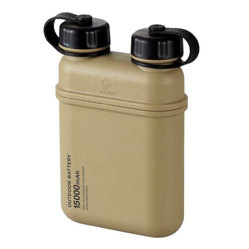 ELECOM NESTOUT Rugged Power Bank, 15000mAh Outdoor Charger, 32W USB C Fast Charging PD, Waterproof IP67, Heavy Duty Shockproof, Tactical Battery Pack for iPhone Tablet Hiking Camping Survival (Beige) - color: Beige