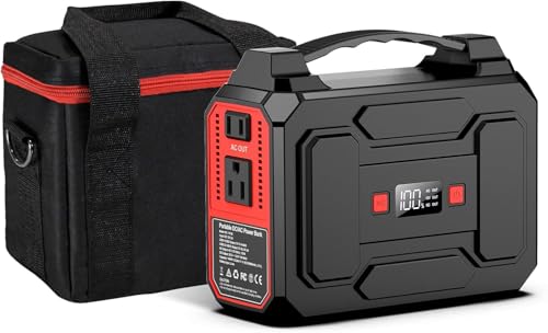 146Wh Portable Power Station Bank 200W Peak(100W Rated) Solar Powered Power Bank with Carrying Bag with AC Outlet 110V, 39600mAh, USB QC3.0 Fasting Charging, LED Flashlights for Home Camping Emergency