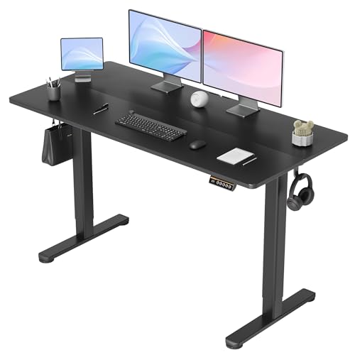Claiks Electric Height Adjustable Standing Desk, 55x24 Inch, Black | Smooth Height Adjustment, 4 Memory Presets, Cable Management Hub&Hook, Stable Steel Frame, 176lbs Capacity, Easy Assembly - color: Black, size: 55
