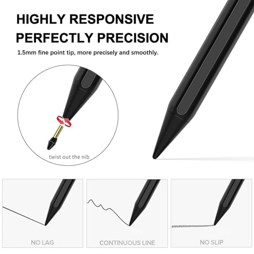 Stylus Pen for iPad 2025-2018 Active Pen 11th & 10th Gen Fast Chagring Stylus Pencil with Palm Rejection for Apple iPad 11th/A16/10/9/8/7/6th,Pro 12.9/11/13 inch M4,Air M2/M3/5/4/3,Mini A16/5th/6th - color: Black