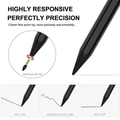 Stylus Pen for iPad 2025-2018 Active Pen 11th & 10th Gen Fast Chagring Stylus Pencil with Palm Rejection for Apple iPad 11th/A16/10/9/8/7/6th,Pro 12.9/11/13 inch M4,Air M2/M3/5/4/3,Mini A16/5th/6th - color: Black