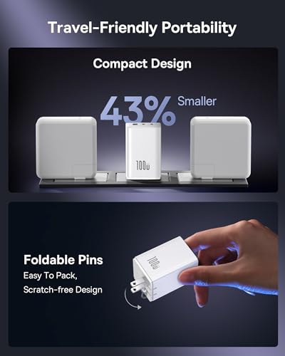 Baseus 100W USB C Charger Block, 3-Port Foldable Compact PPS Wall Charger, Fast Charging Power Adapter for MacBook Pro/Air, iPad, iPhone 17/16, Galaxy S24, Steam Deck & More (White) - style: 100W-White
