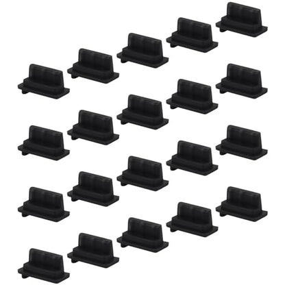 Jiozermi Black Silicone USB A Female Anti Dust Plug, 20 Pcs | Protector Stopper, Port Cap Cover, Dustproof Cap, For Desktop PC Laptops - color: Black