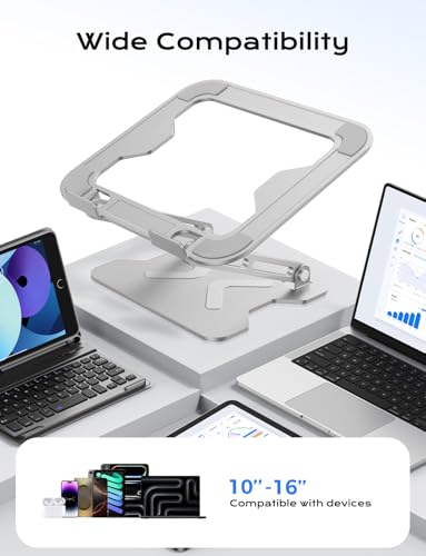 JCZT Adjustable Laptop Stand for Desk, Portable Laptop Riser Holder Foldable, Metal Ergonomic Computer Notebook Stand Holder for MacBook Air Pro, Dell, HP 10-16'' White - color: White