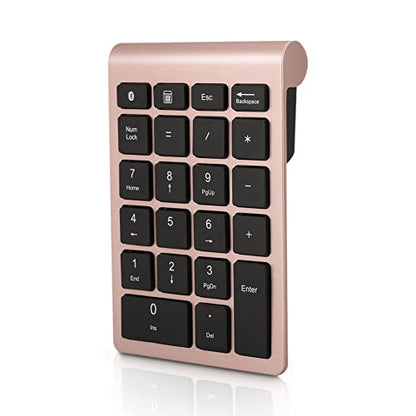 Gugxiom Bluetooth Number Pad,Bluetooth 5.0 Number Pad with Shortcut Keys,22 Keys Portable Financial Accounting Extensions 10 Keys for Laptop Desktop, PC, Pad,Notebook (Gold) - color: Rose Gold