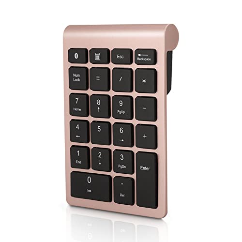 Gugxiom Bluetooth Number Pad,Bluetooth 5.0 Number Pad with Shortcut Keys,22 Keys Portable Financial Accounting Extensions 10 Keys for Laptop Desktop, PC, Pad,Notebook (Gold) - color: Rose Gold